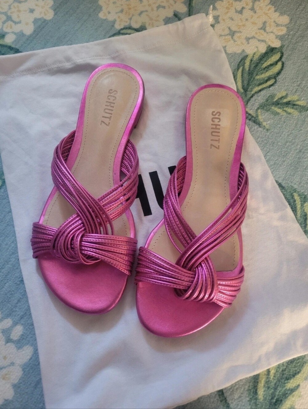 Schutz Khayla Sandals 8B Metallic Ruby With Dustbag New